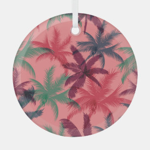 Tropical Palm Trees: Seamless Pattern Glass Tree Decoration