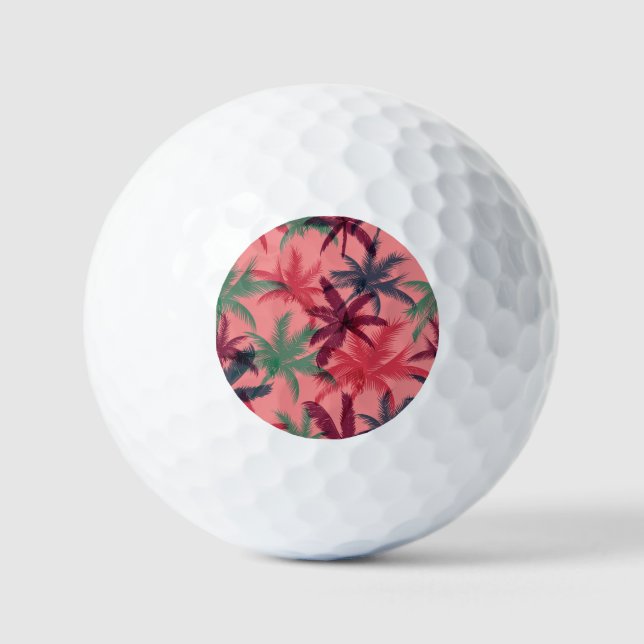 Tropical Palm Trees: Seamless Pattern Golf Balls (Front)