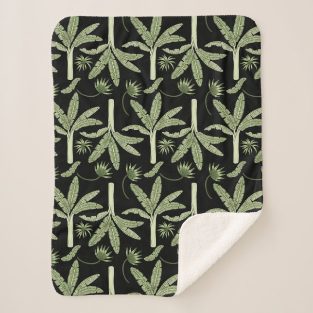 Tropical palm trees seamless pattern sherpa blanket (Front)