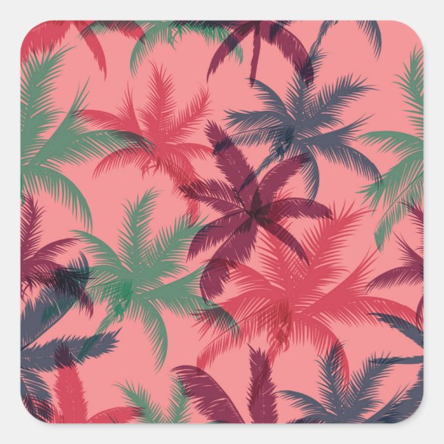 Tropical Palm Trees: Seamless Pattern Square Sticker (Front)