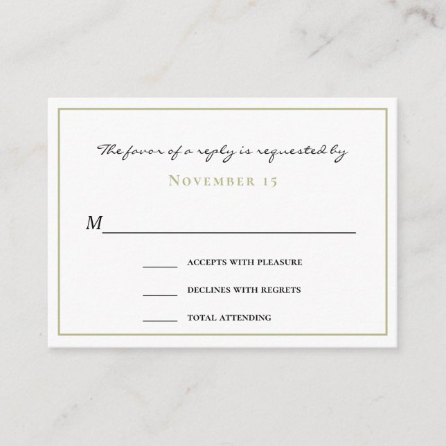 Tropical Palm Trees Shadows Green Wedding RSVP Enclosure Card (Front)