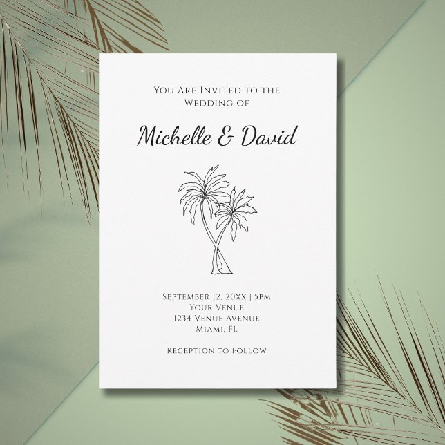 Tropical Palm Trees Simple Modern Wedding  Invitation (Creator Uploaded)