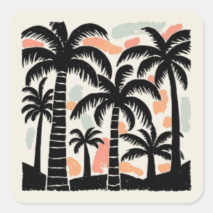 Tropical Palm Trees Square Sticker