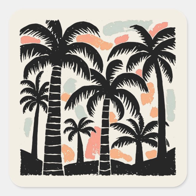 Tropical Palm Trees Square Sticker (Front)
