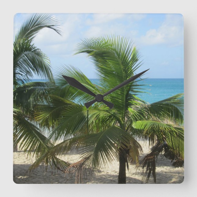 Tropical Palm Trees Square Wall Clock (Front)