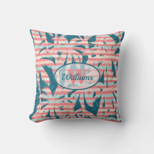Tropical Palm Trees Stripes Cushion