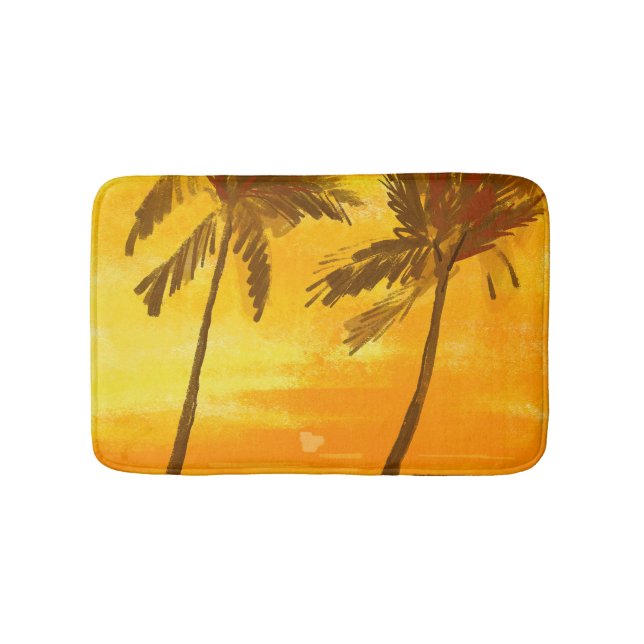 Tropical Palm Trees Summer Background Bath Mat (Front)