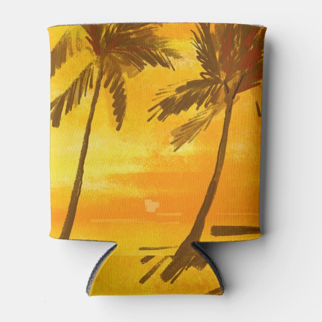 Tropical Palm Trees Summer Background Can Cooler (Front)