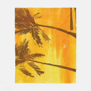 Tropical Palm Trees Summer Background Fleece Blanket
