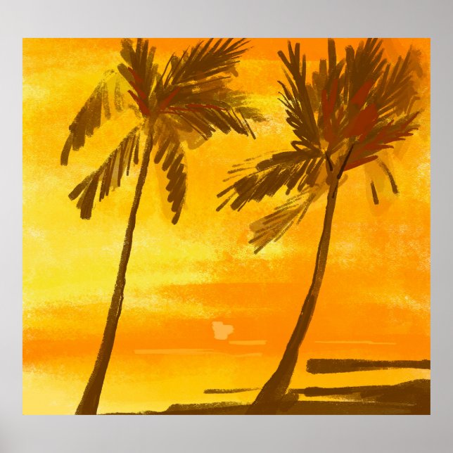 Tropical Palm Trees Summer Background Poster (Front)