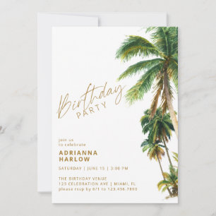 Tropical Palm Trees   Summer Beach Birthday Party Invitation