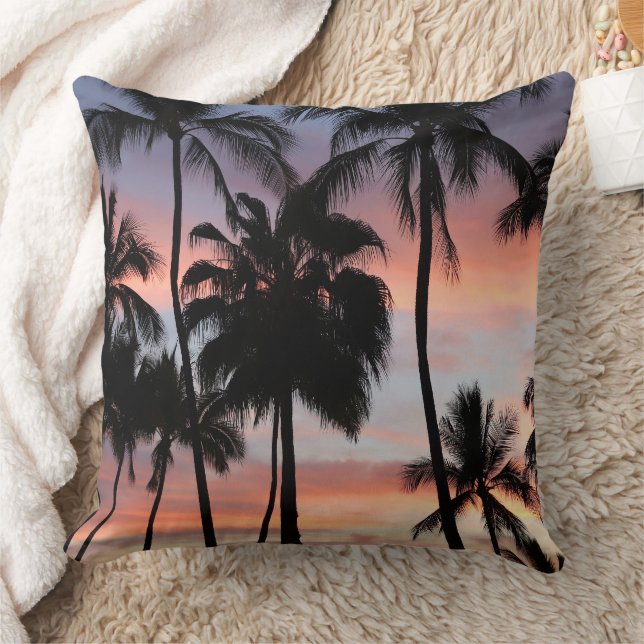 Tropical Palm Trees Sunset Cushion (Blanket)