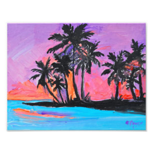 Tropical Palm Trees Sunset Silhouettes Photo Print