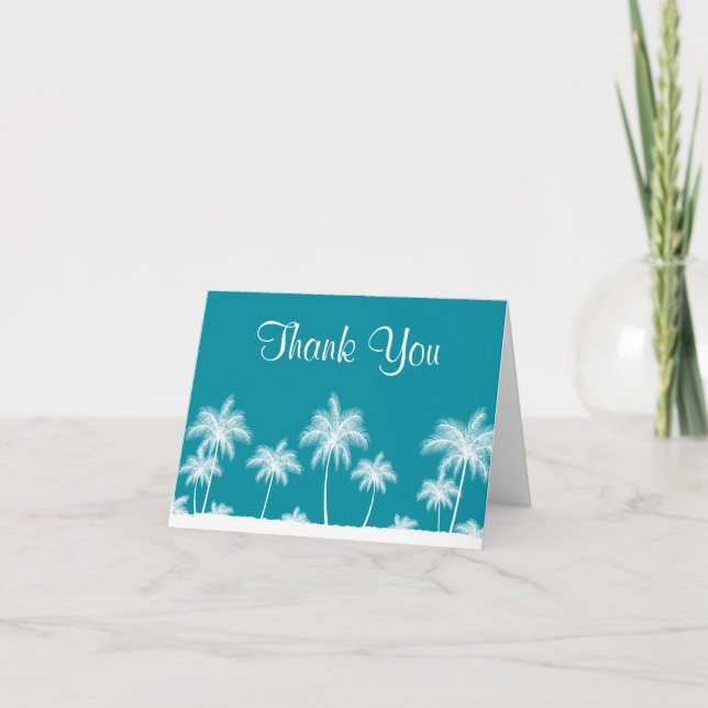 Tropical Palm Trees Teal Bat Mitzvah Thank You (Front)