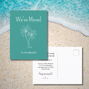 Tropical Palm Trees Teal Green We've Moved Moving Announcement Postcard
