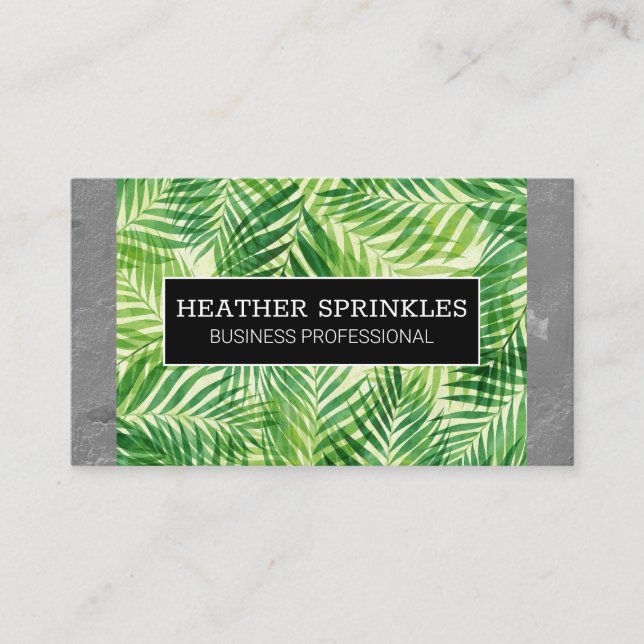 Tropical Palm Trees Texture Wall Border Business Card (Front)