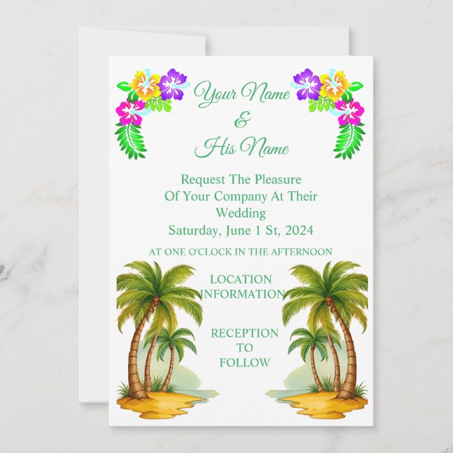 Tropical Palm Trees Thunder_Cove  Invitation (Front)