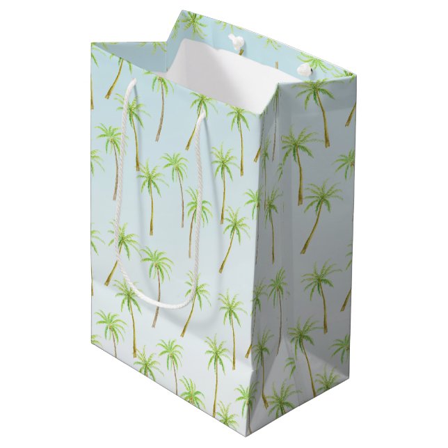 Tropical Palm Trees Watercolor Medium Gift Bag (Front Angled)