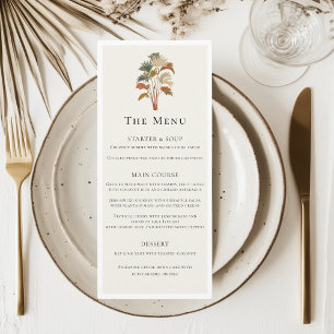 Tropical Palm Trees Watercolor Pastel Boho Wedding Menu