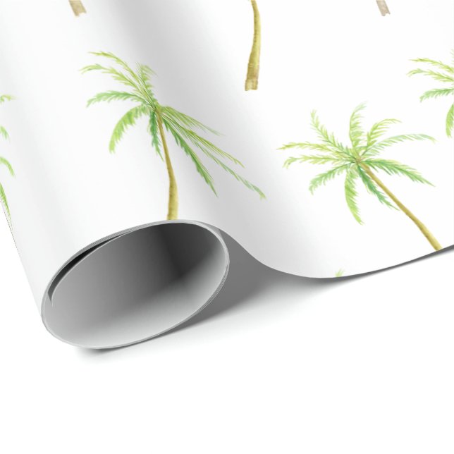Tropical Palm Trees Watercolor Wrapping Paper (Roll Corner)