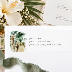 Tropical Palm Trees Wedding Reception Return Address Label