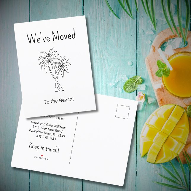 Tropical Palm Trees We've Moved Beach Moving  Announcement Postcard (Creator Uploaded)