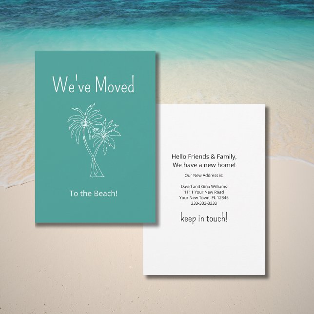 Tropical Palm Trees We've Moved Teal Green Moving  Announcement (Creator Uploaded)