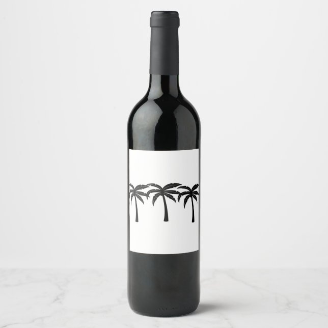 Tropical Palm Trees Wine Label (Front)