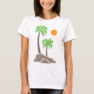 Tropical palm trees with sun on a small island iso T-Shirt