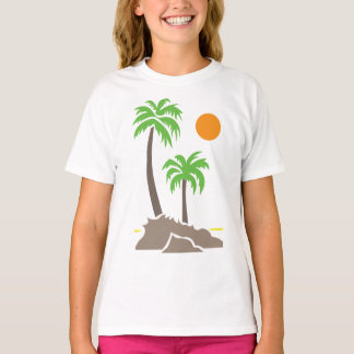 Tropical palm trees with sun on a small island iso T-Shirt