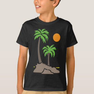 Tropical palm trees with sun on a small island iso T-Shirt