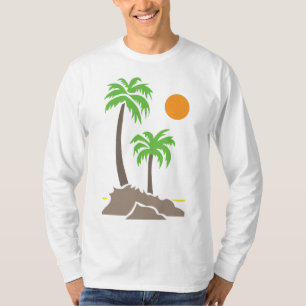 Tropical palm trees with sun on a small island iso T-Shirt