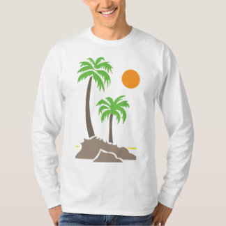 Tropical palm trees with sun on a small island iso T-Shirt