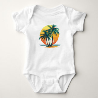 Tropical Palm Trees with Vibrant Sunset Baby Bodysuit