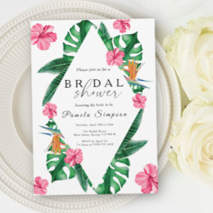 Tropical Palm Watercolor Geometric Bridal Shower  Invitation