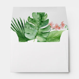 Tropical Palm Watercolor Geometric Wedding Luau Envelope