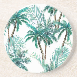 Tropical Palm: Watercolor Jungle Pattern. Coaster