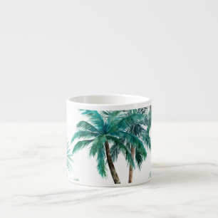 Tropical Palm: Watercolor Jungle Pattern. Espresso Cup
