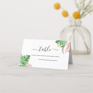 Tropical Palm Watercolor Wedding Place Card