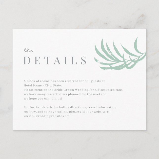 Tropical Palm Wedding Details Enclosure Card (Front)