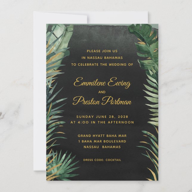 Tropical Palm Wedding Invitation (Front)