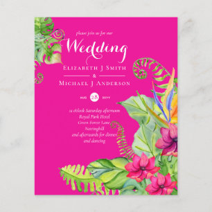 Tropical Palm Wedding Invites Fuchsia Ginger Navy