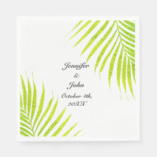 Tropical Palm Weddings Glittery Green Gold 2023 Napkin