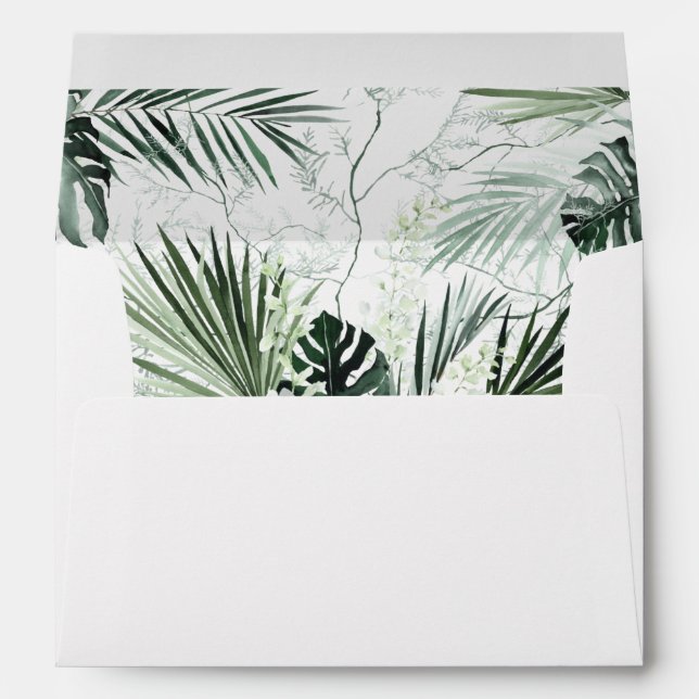 Tropical Palm & White Floral Envelope (Back (Bottom))