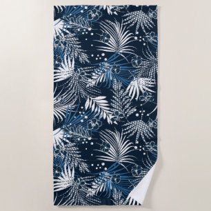 Tropical Palms and Hibiscus Beach Towel