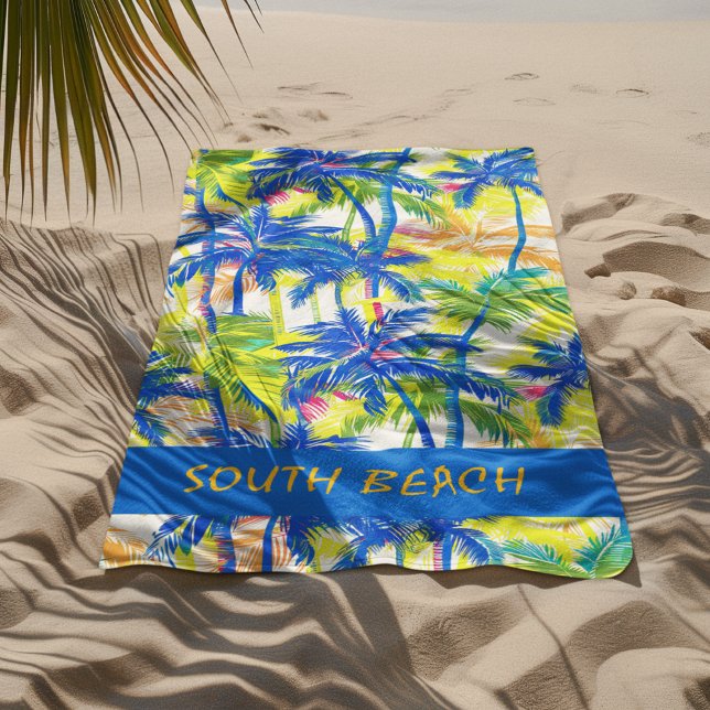 Tropical Palms Beach Towel (Tropical Palm Towel on Sandy Beach
)