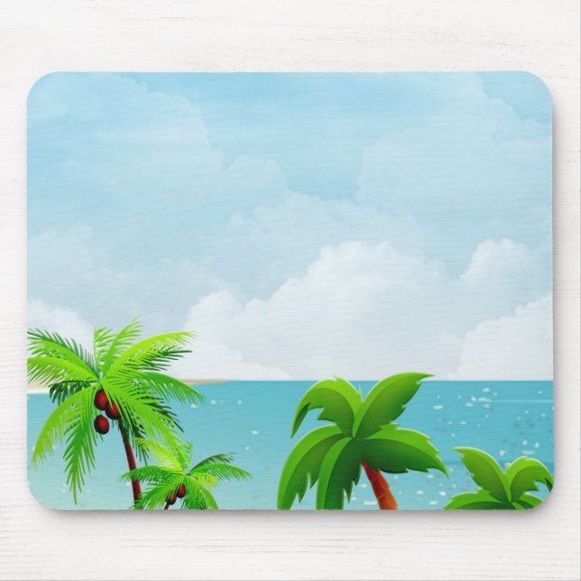 Tropical Palms Blue Sky Elegant Modern Template Mouse Pad (Front)