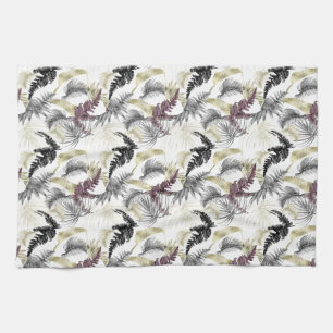 Tropical Palms, Fern in Wine And Black Tea Towel