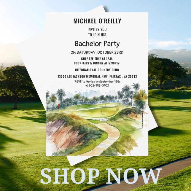 Tropical Palms Golf Bachelor Party  Invitation (Creator Uploaded)