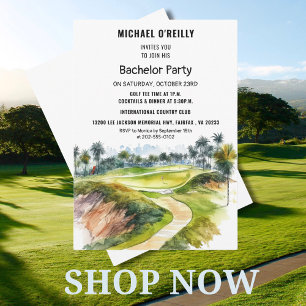Tropical Palms Golf Bachelor Party Invitation